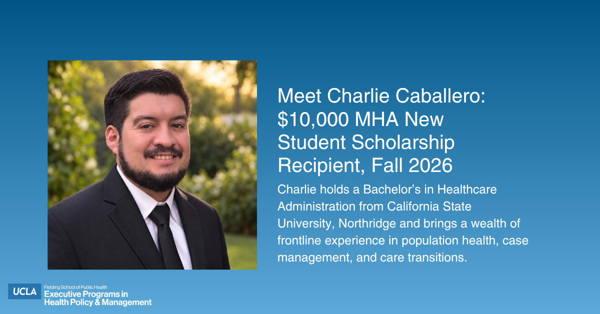 MHA New Student Scholarship Recipient Fall 2026 - Charlie Caballero
